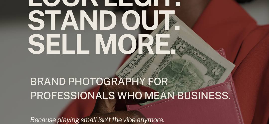 Confident Black woman in red suit holding a pink wallet with cash, representing bold, high-end brand photography for professionals